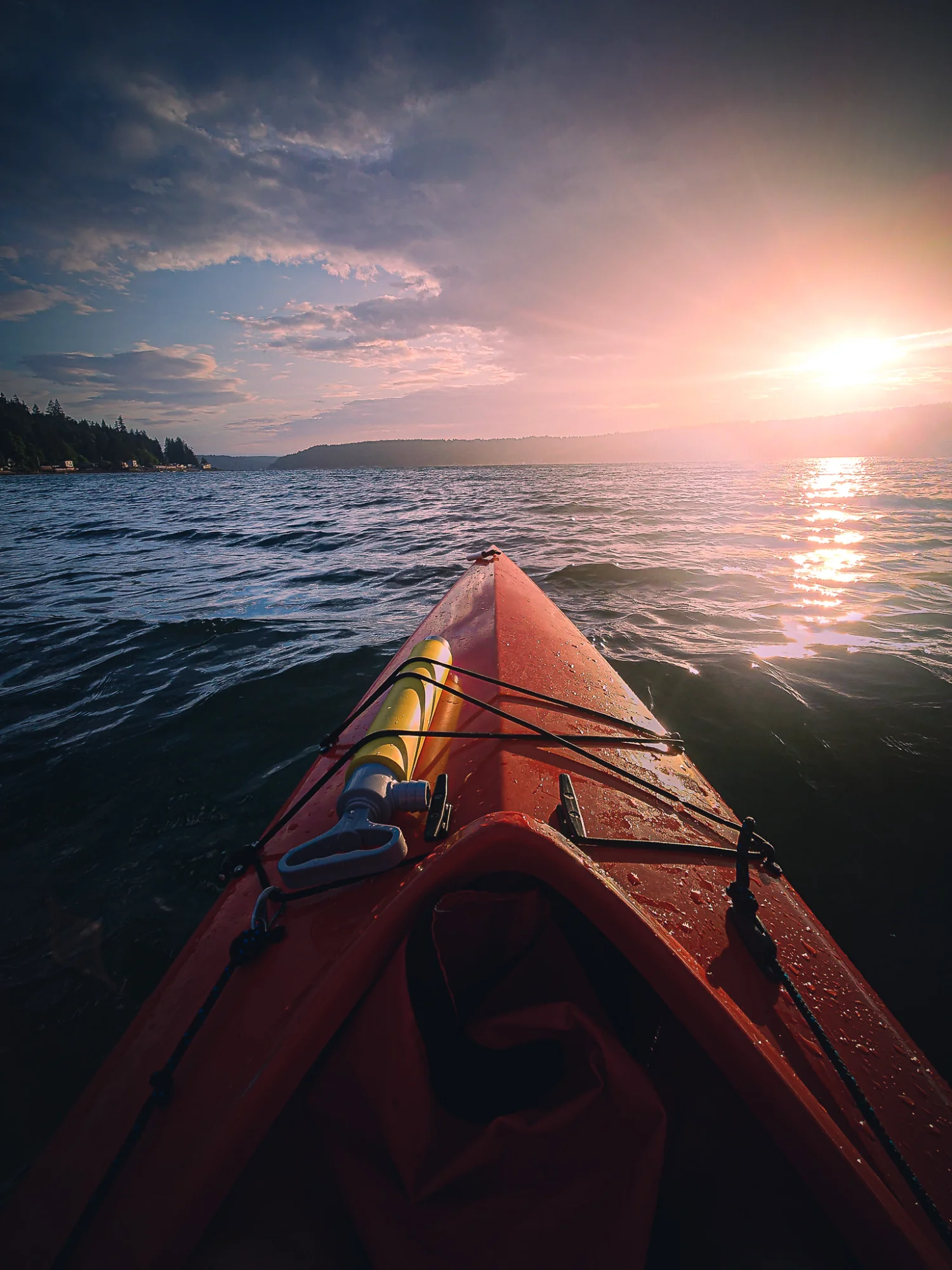 Kayaking on Hood Canal at sunset